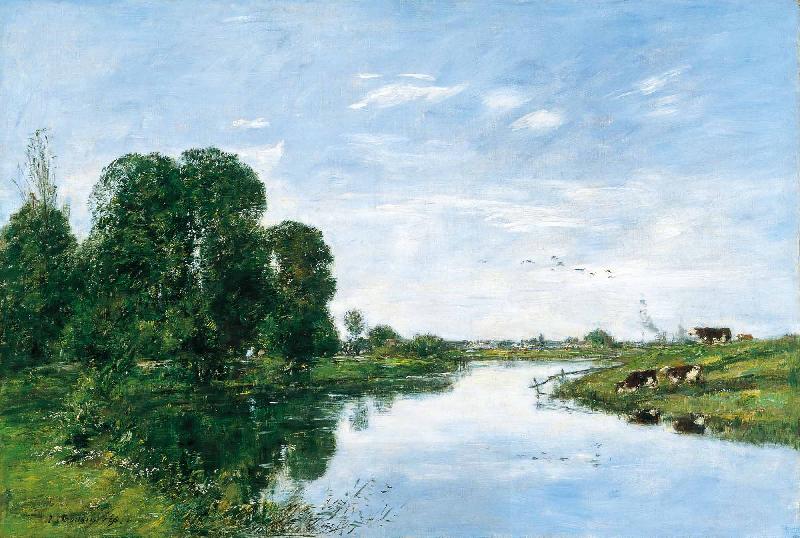 Eugene Boudin The River Touques at Saint Arnoult China oil painting art